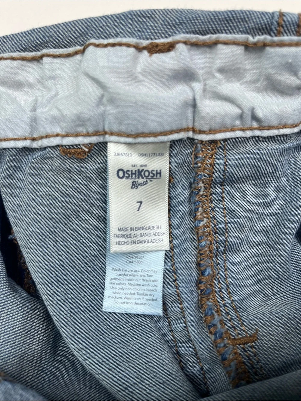 OshKosh B'gosh Blue Denim Girls Overalls Size 7